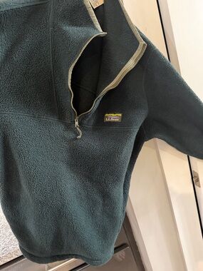 L.L. Bean Men's Forest Green Half-Zip Fleece Pullover